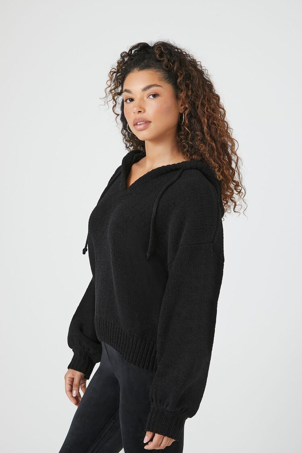 Hooded Drop-Sleeve Sweater